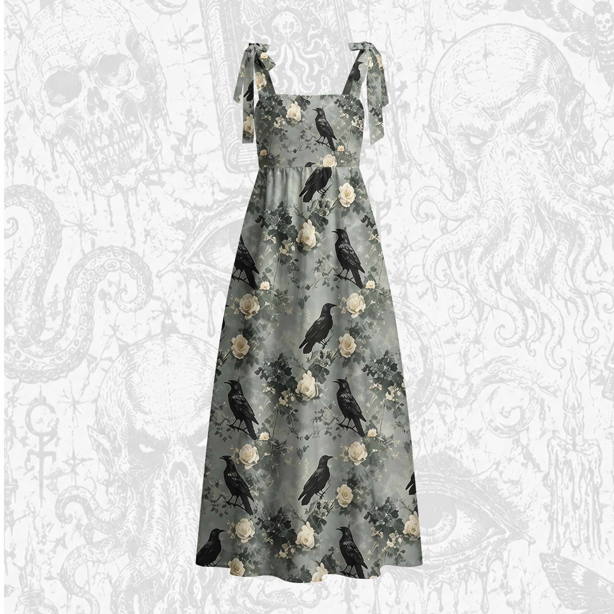 Raven’s Requiem Tie Shoulder Maxi Dress
