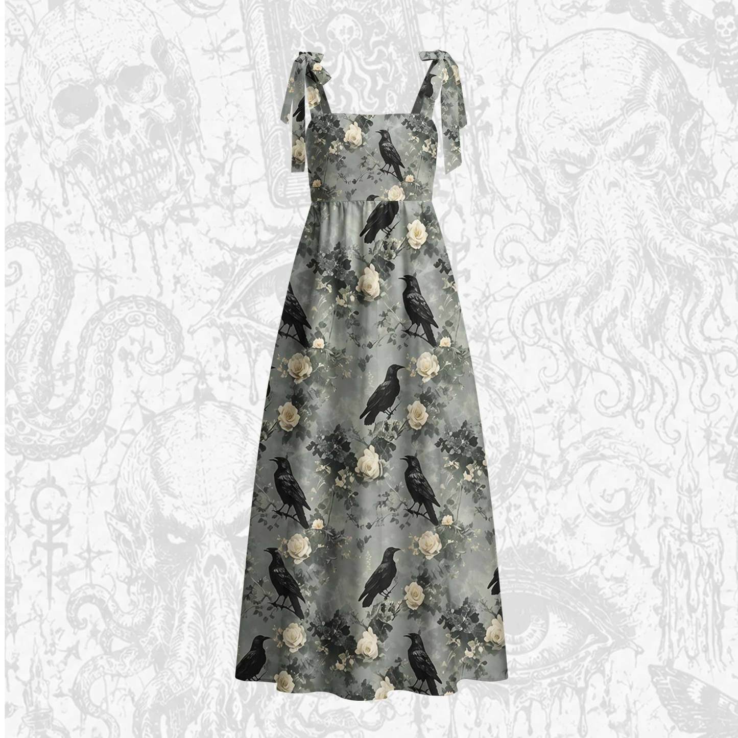 Raven’s Requiem Tie Shoulder Maxi Dress