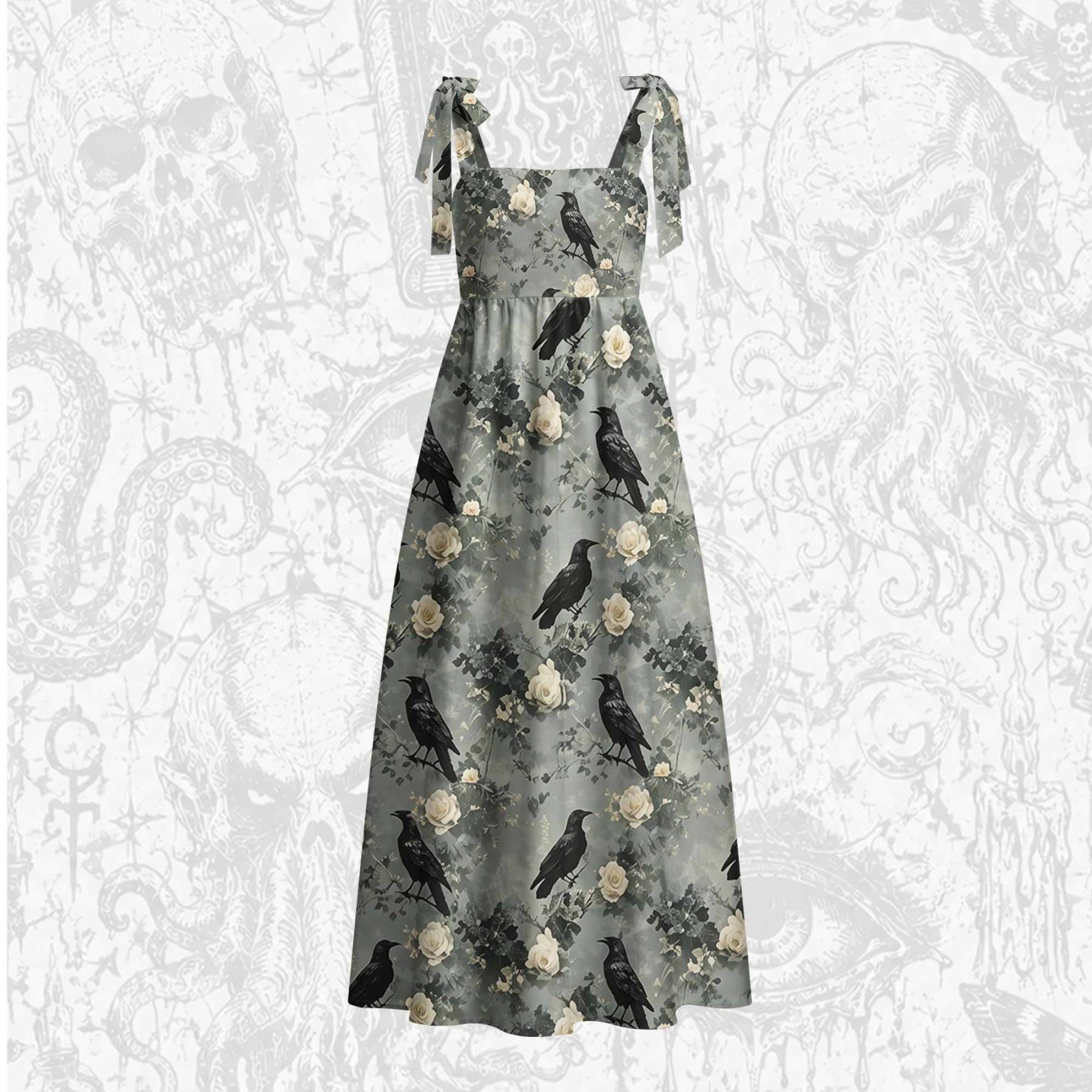Raven’s Requiem Tie Shoulder Maxi Dress