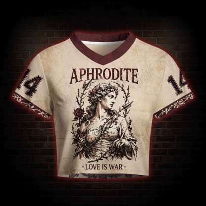 Love is War Greek mythology Women's Cropped Mesh Jersey