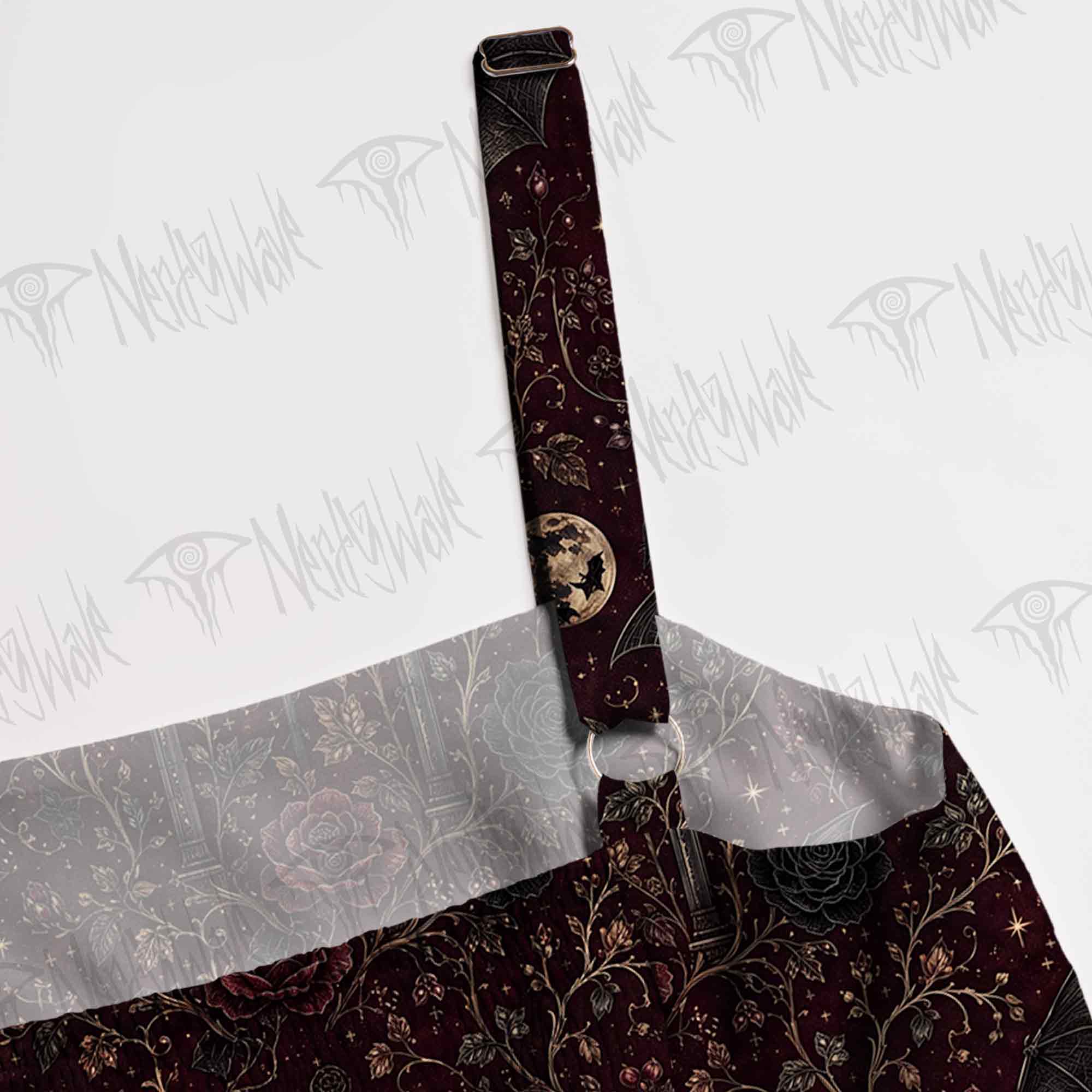 Gothic Bat Full Moon Wide Straps Maxi Dress