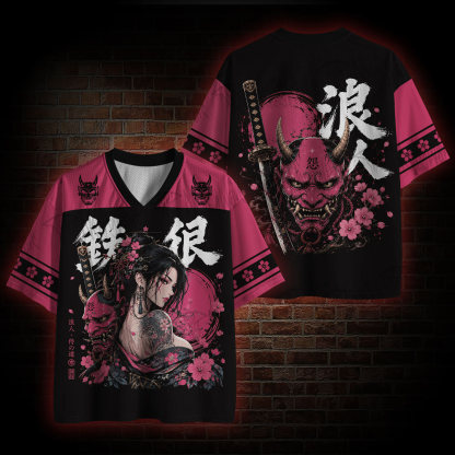 Pink Hannya Geisha Sakura Mesh Jersey