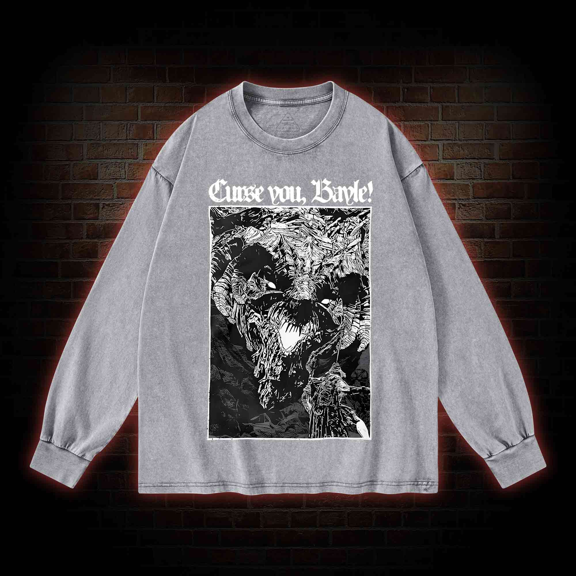 Curse You Bayle! Washed Long-Sleeve T-shirt