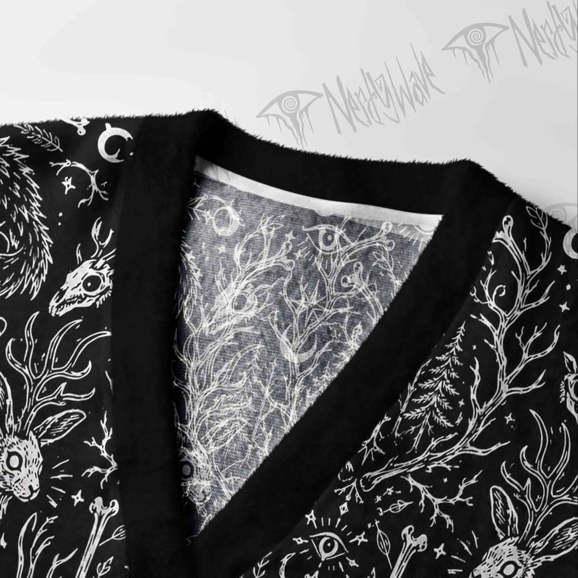 Dark Forest Hare Skull Occult Cardigan Sweater