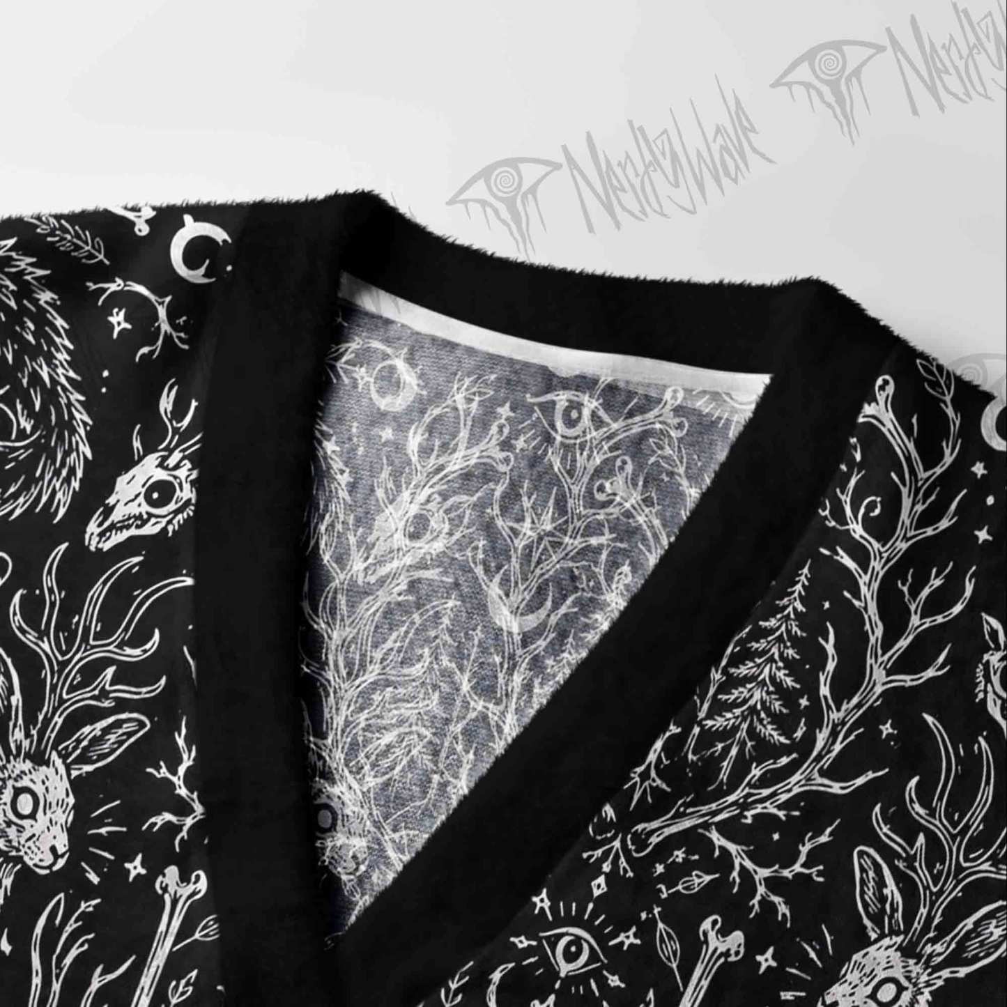 Dark Forest Hare Skull Occult Cardigan Sweater