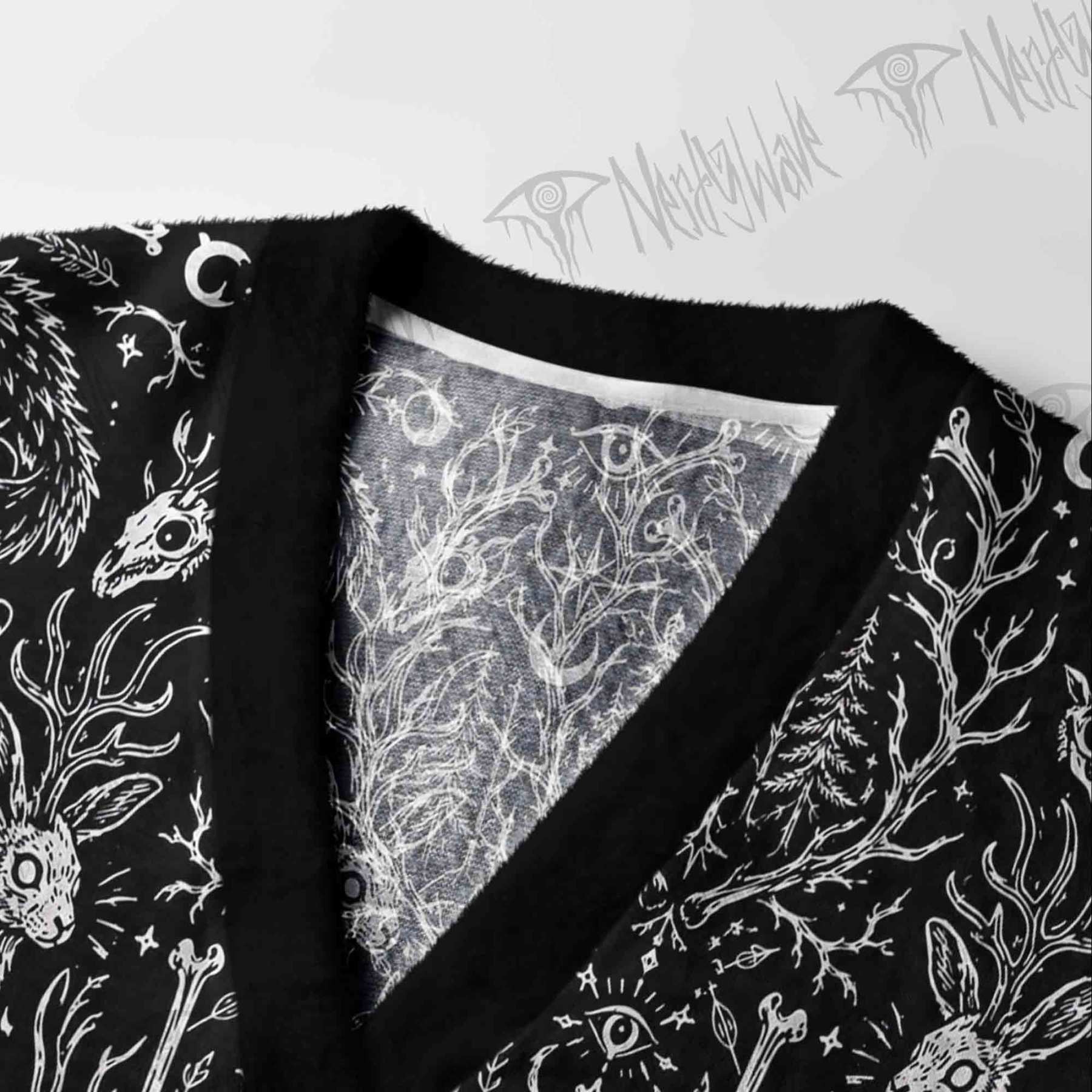 Dark Forest Hare Skull Occult Cardigan Sweater