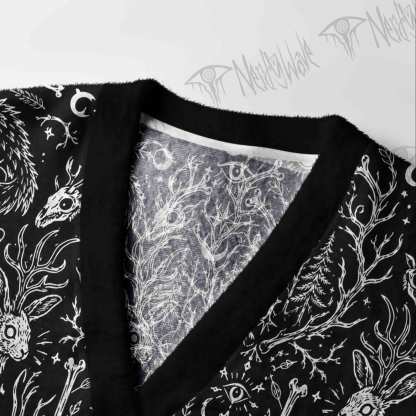 Dark Forest Hare Skull Occult Cardigan Sweater