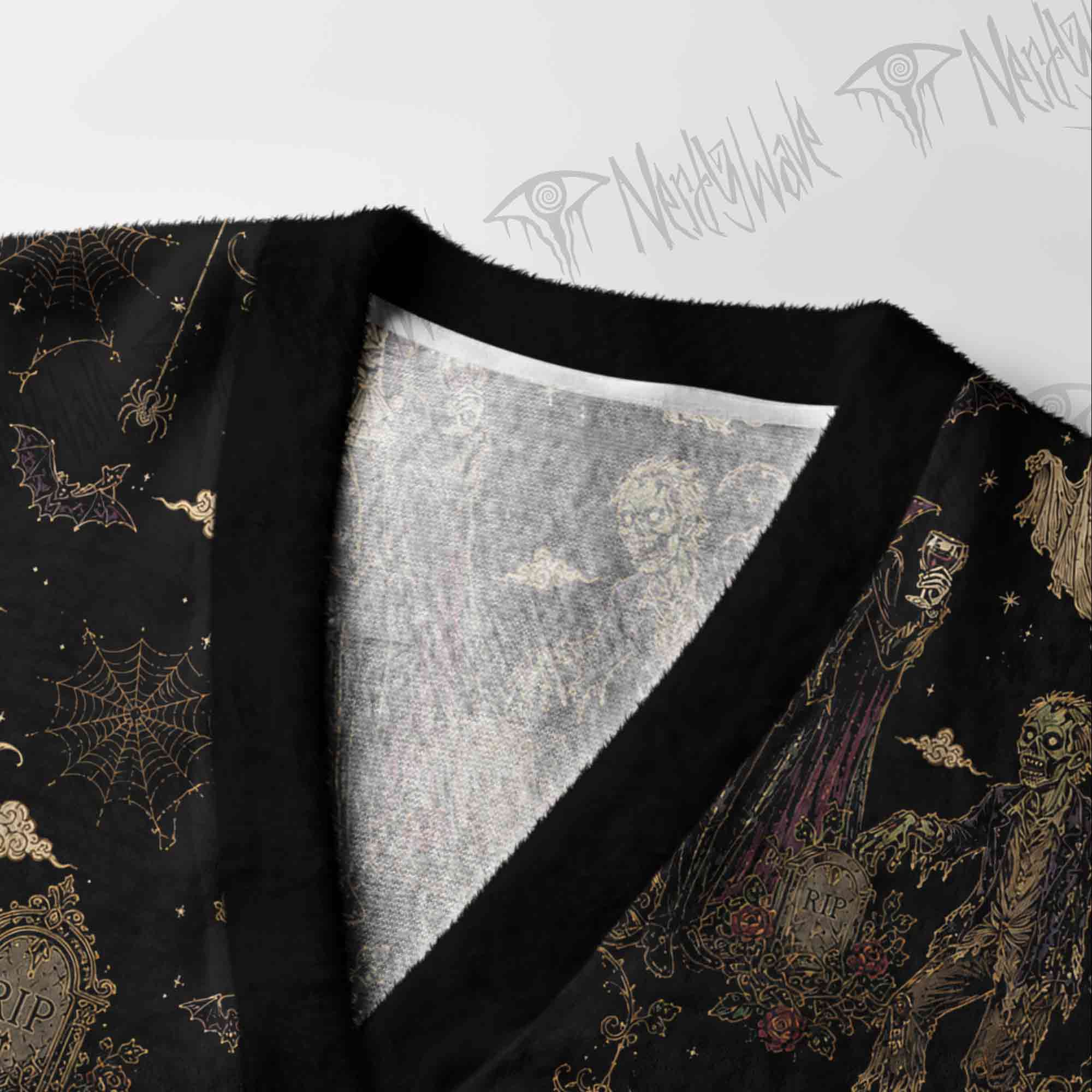 Vintage Halloween Vampire Skeleton Pumpkin Cardigan Sweater