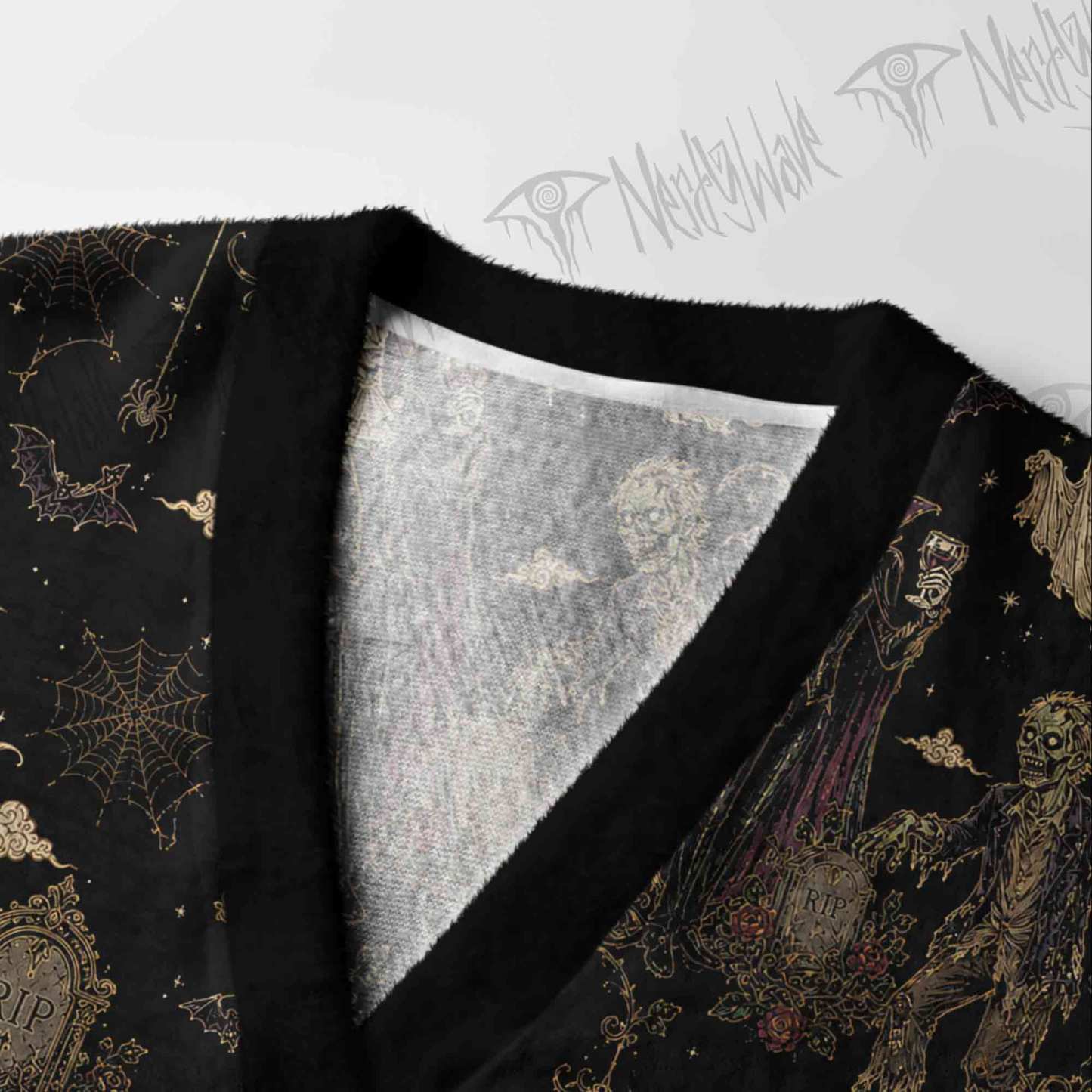 Vintage Halloween Vampire Skeleton Pumpkin Cardigan Sweater