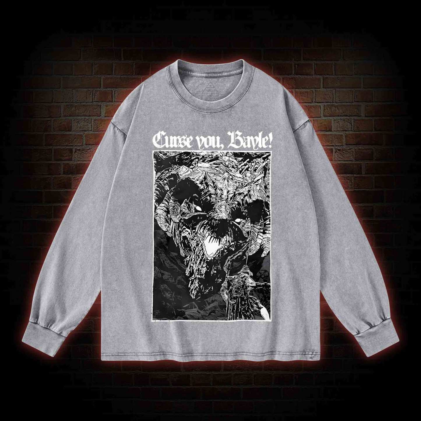Curse You Bayle! Washed Long-Sleeve T-shirt