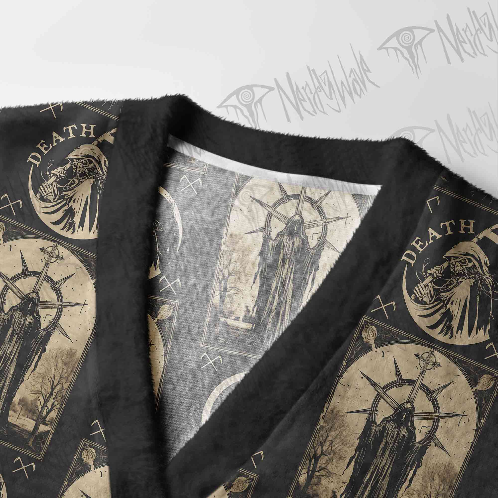 Death in Cloak Tarot Card Cardigan Sweater