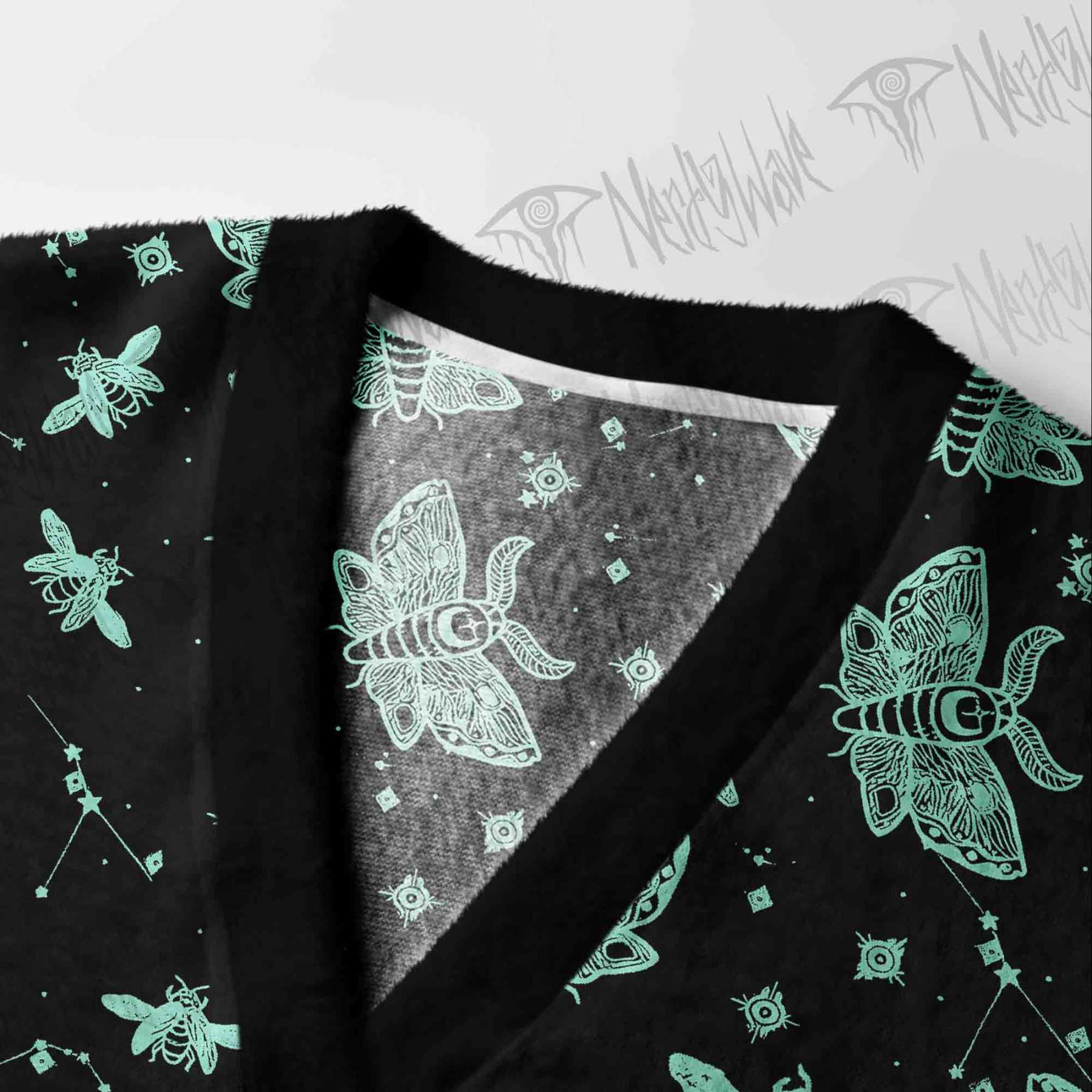 Midnight Flying Insects Cardigan Sweater