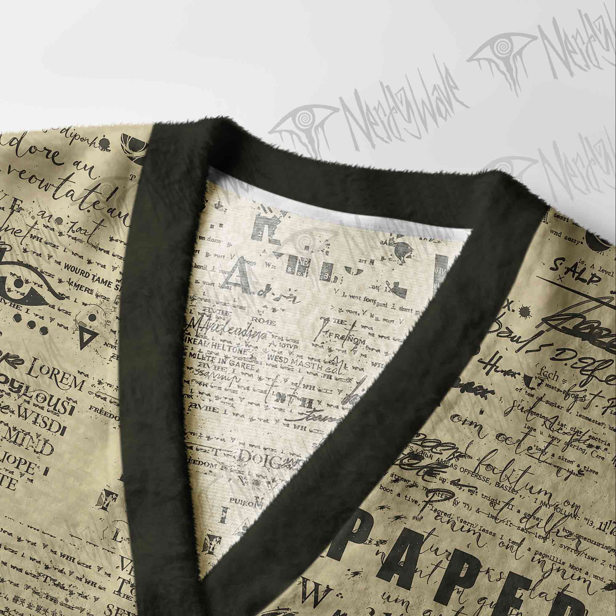 Alien Newspaper Cardigan Sweater