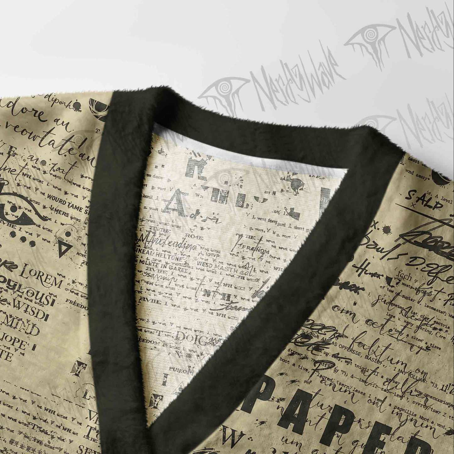 Alien Newspaper Cardigan Sweater