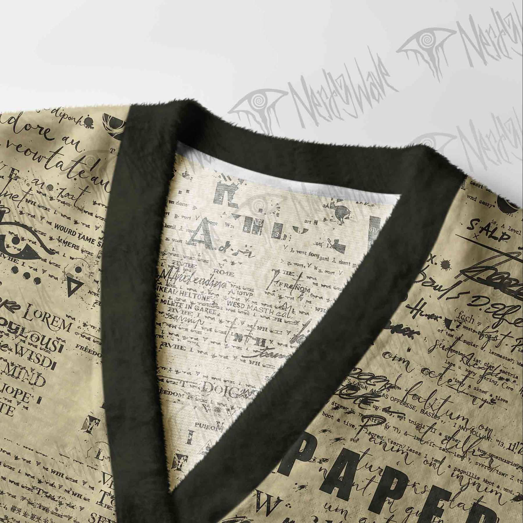Alien Newspaper Cardigan Sweater