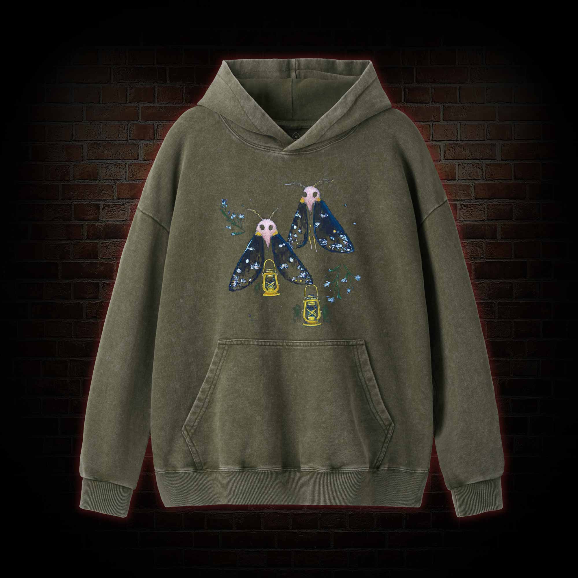 Goth Moths Cute Washed Hoodie