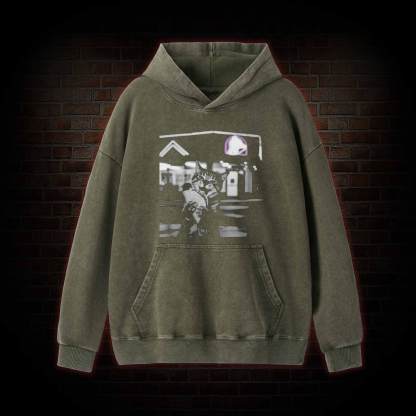Funny Cat Eating Taco Washed Hoodie
