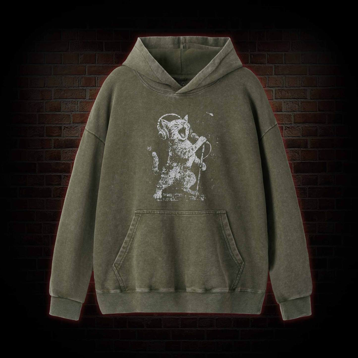 Rockstar Cat Washed Hoodie