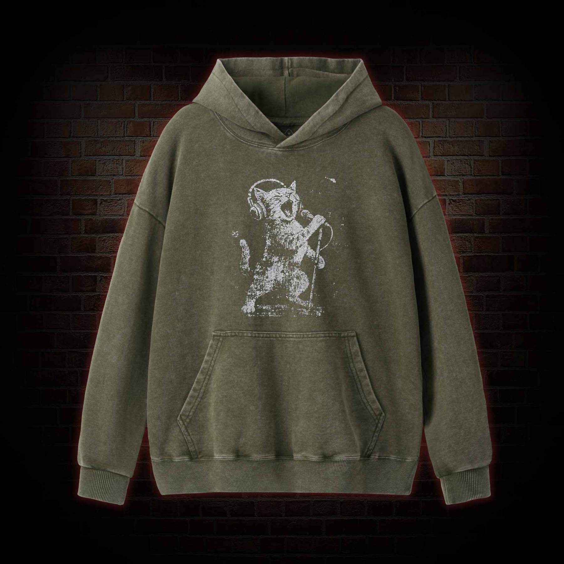 Rockstar Cat Washed Hoodie