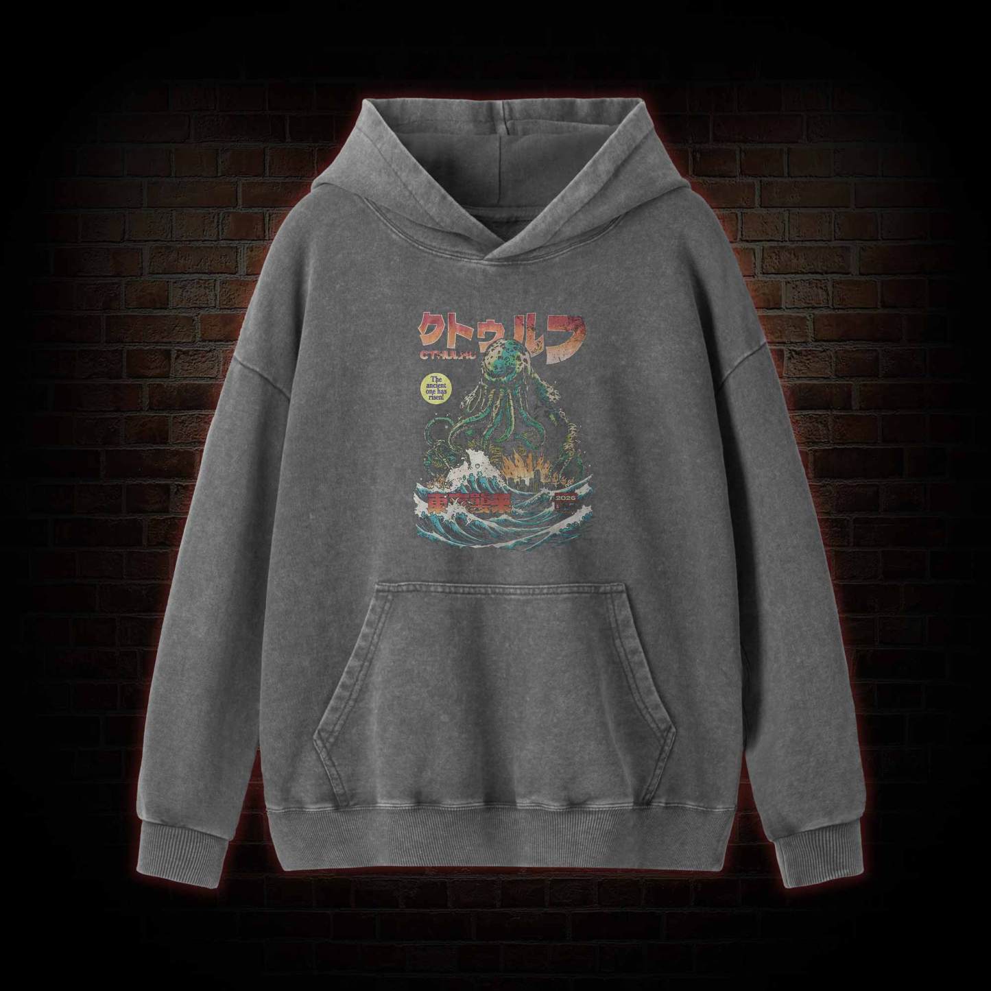 Cthulhu Tokyo Invasion Washed Hoodie