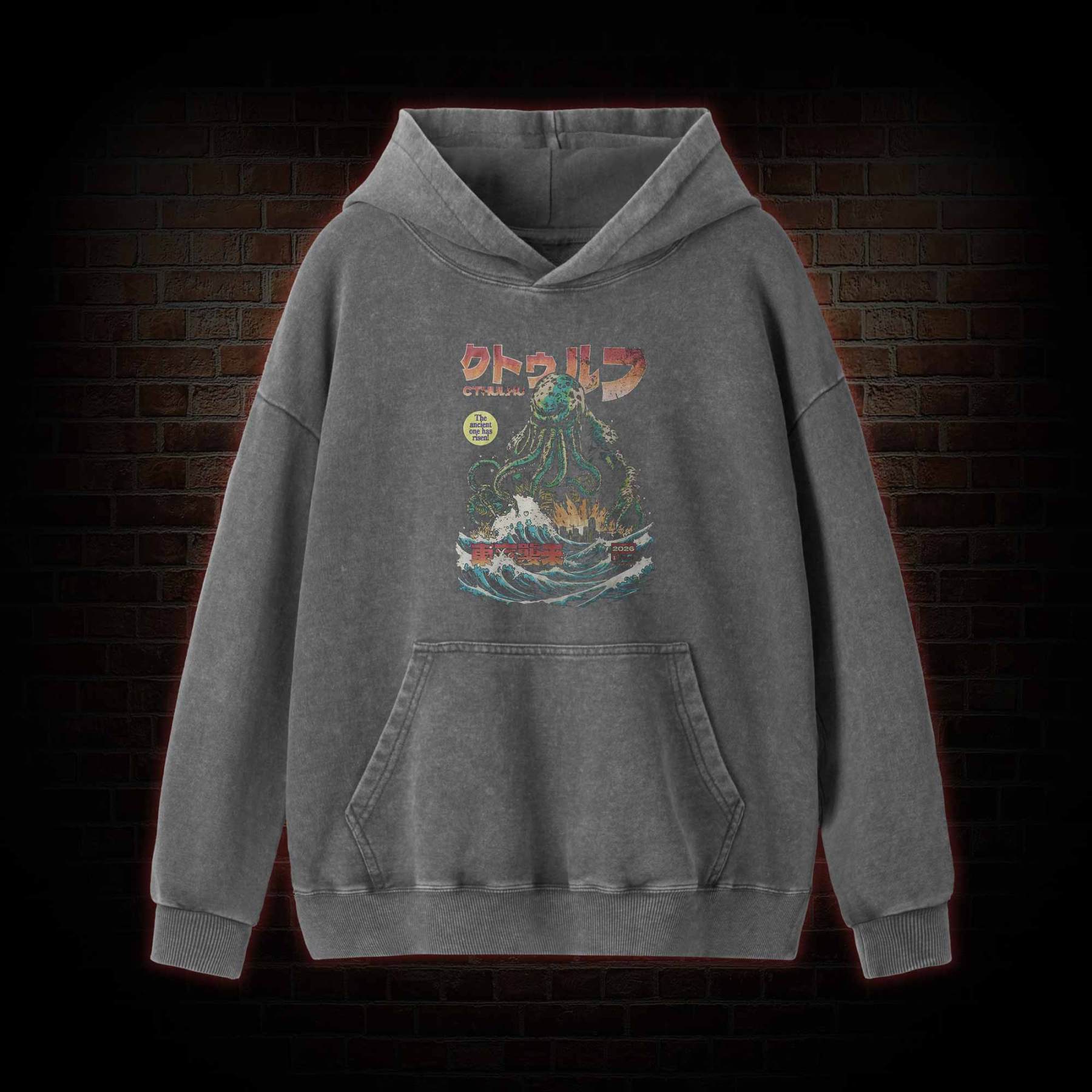 Cthulhu Tokyo Invasion Washed Hoodie