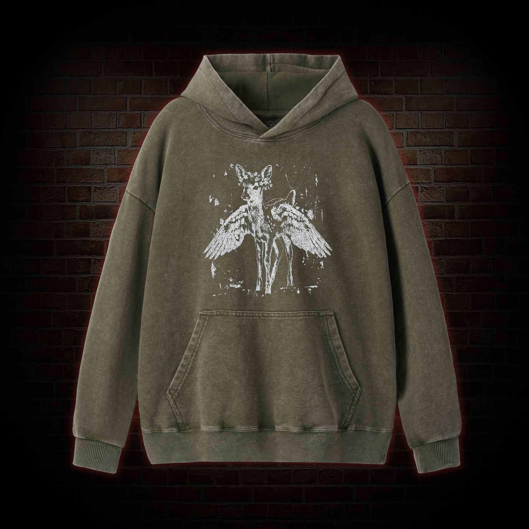 Winged Fawn Washed Hoodie