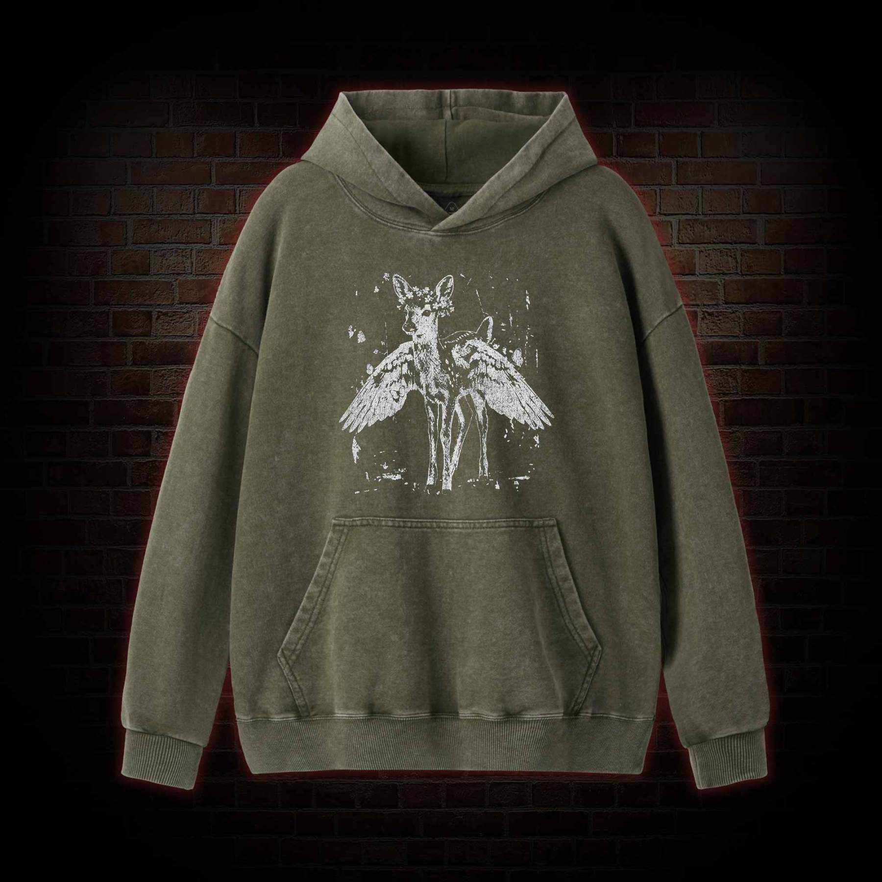 Winged Fawn Washed Hoodie