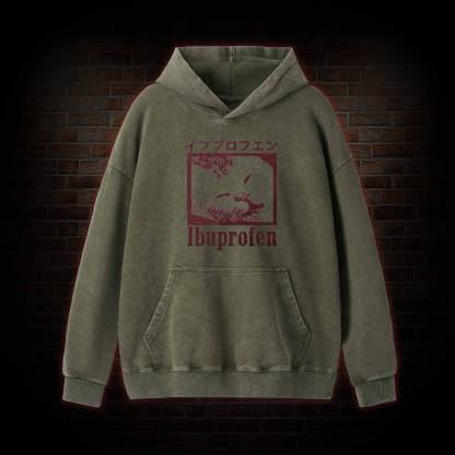 Ibuprofen Cat Meme Washed Hoodie