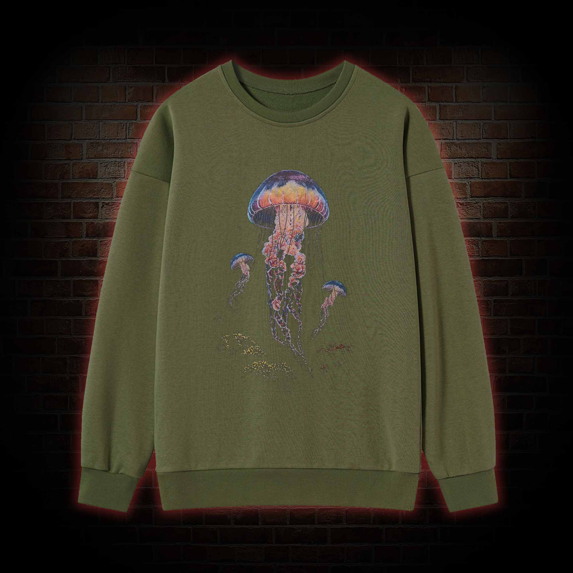 Vintage Jellyfish Dark Ocean Grunge Sweatshirt