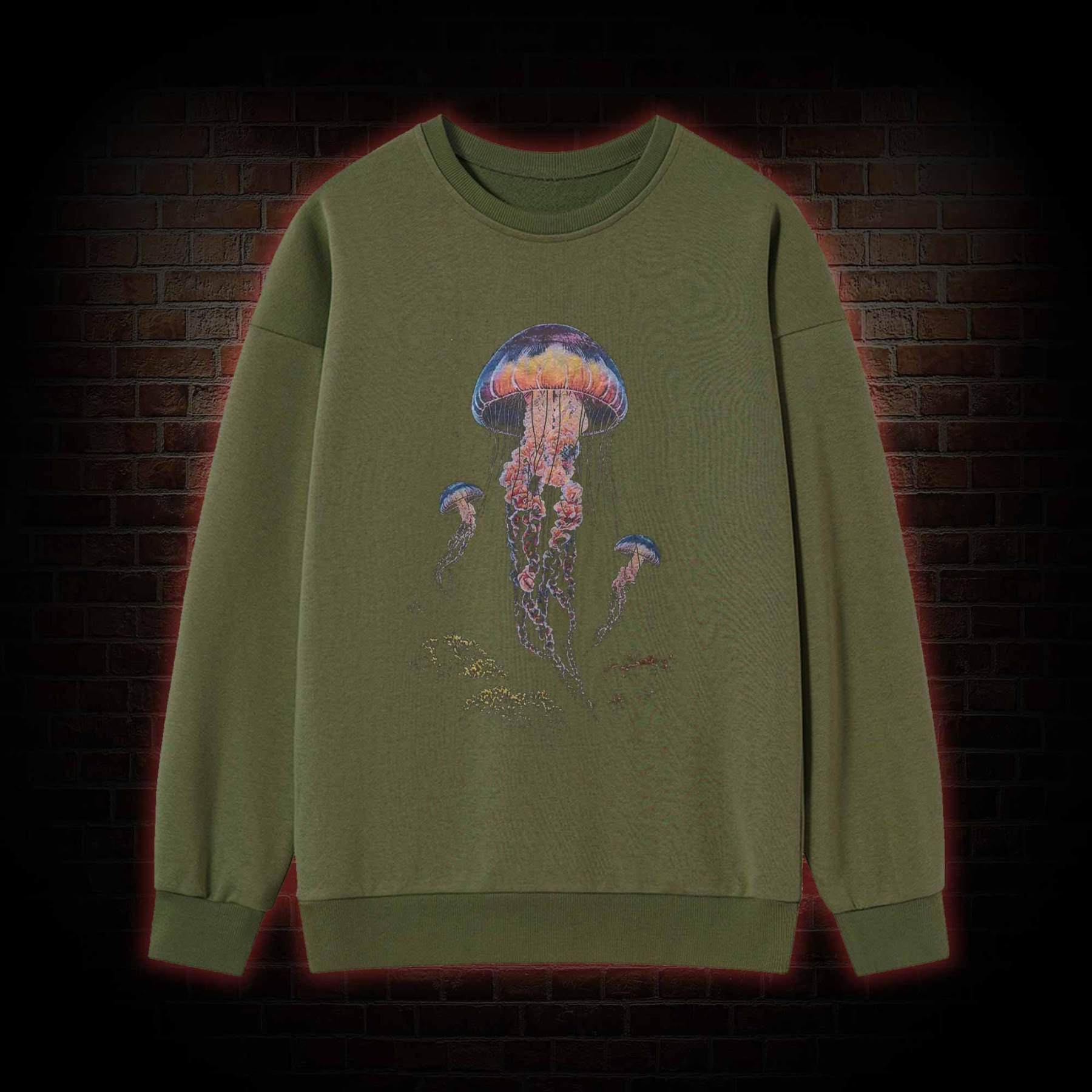 Vintage Jellyfish Dark Ocean Grunge Sweatshirt