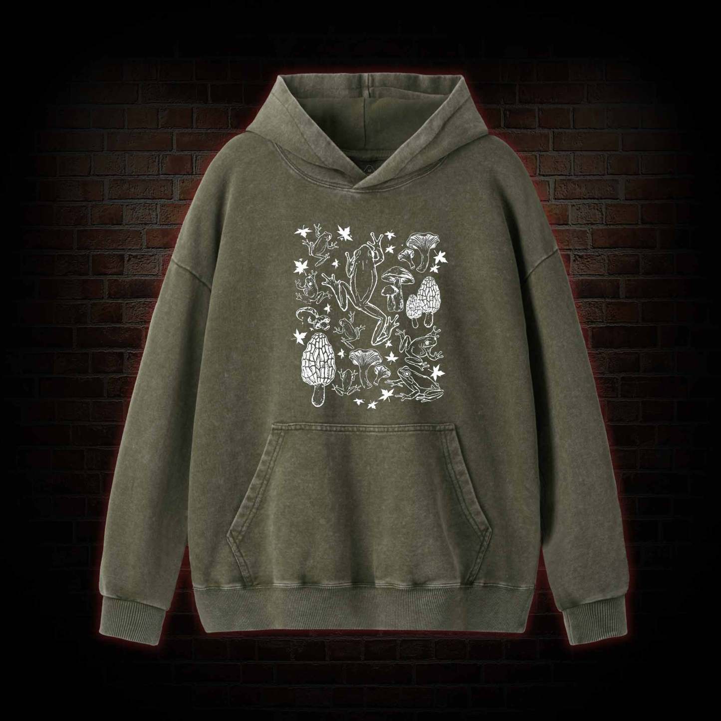 Frogs and Mushrooms Washed Hoodie