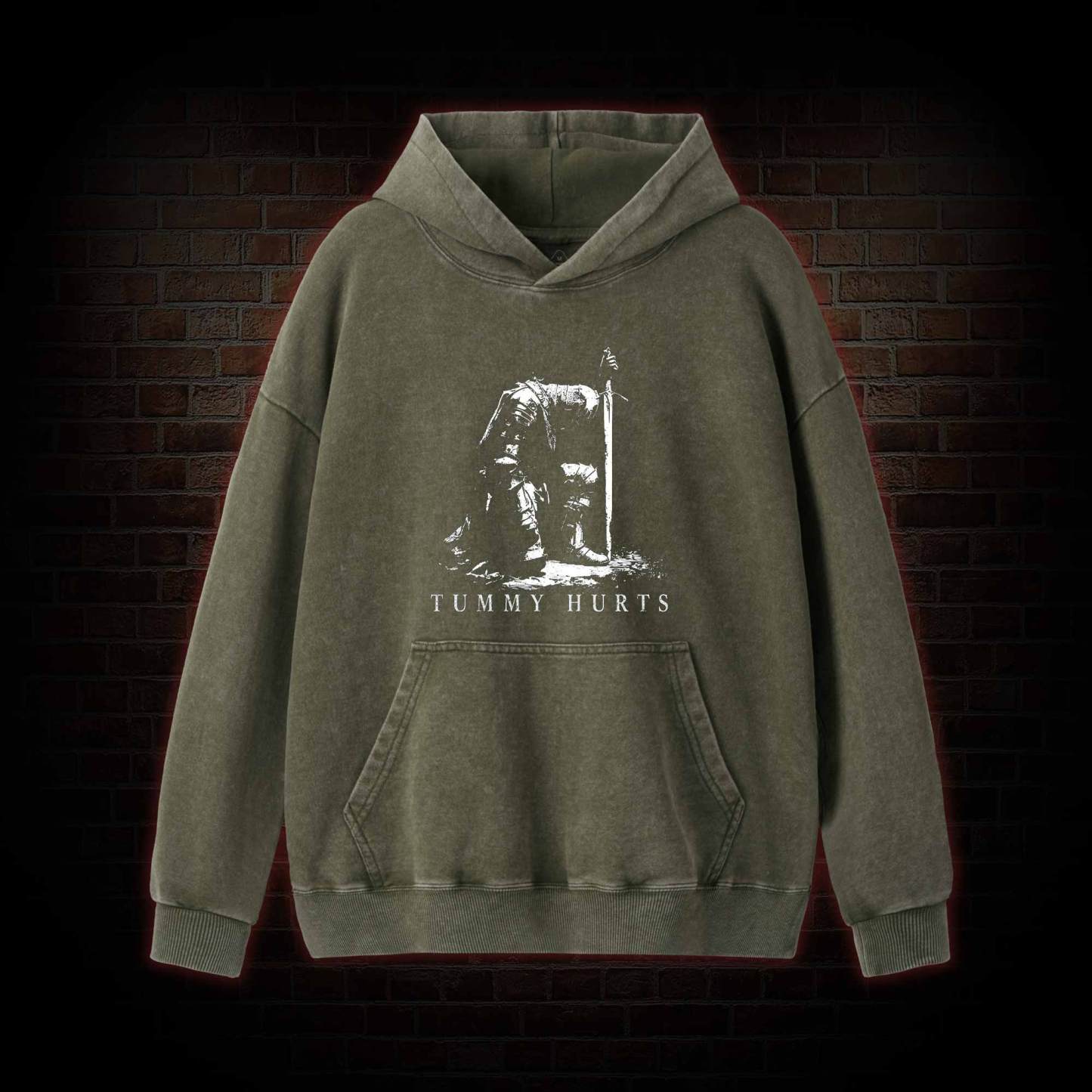 Dark Fantasy Knight Washed Hoodie