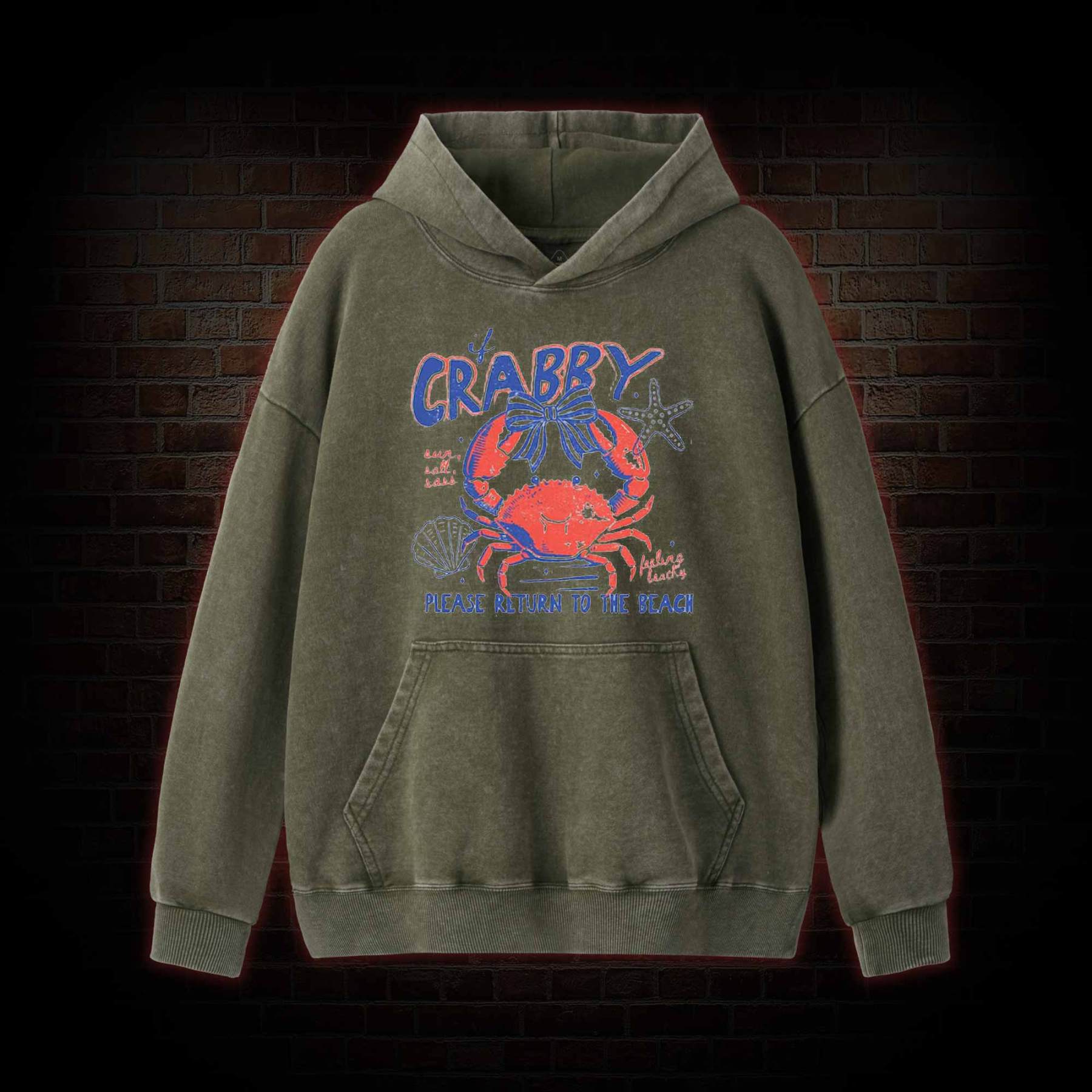 If Crabby Return to Beach Washed Hoodie