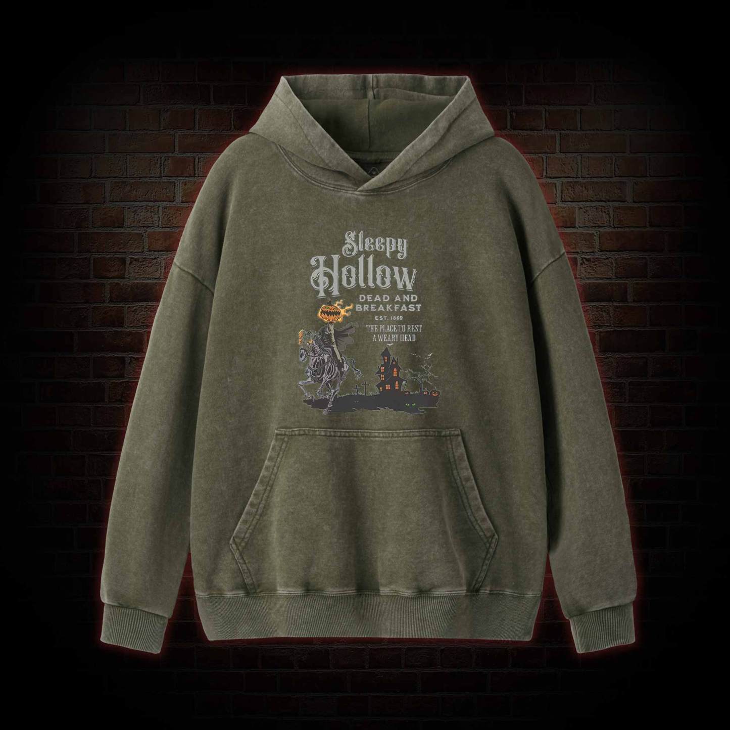 Vintage Halloween Scary Washed Hoodie