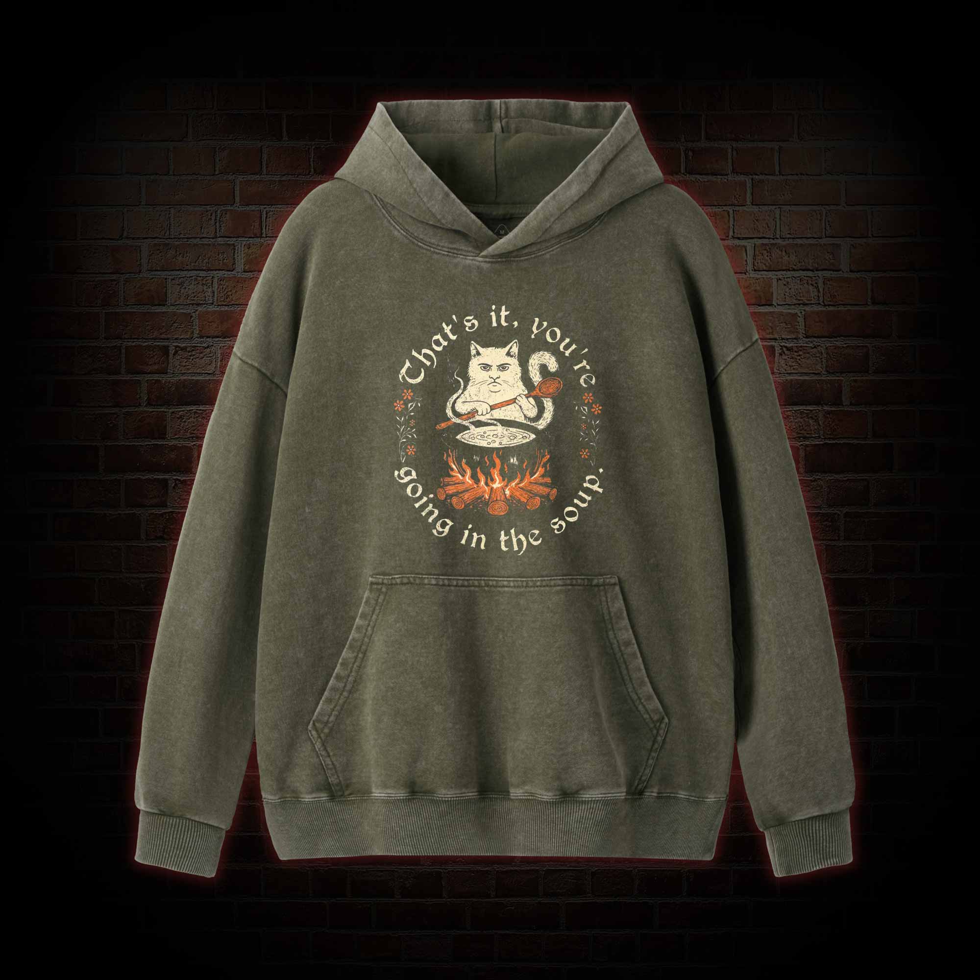 Weird Medieval Cat Washed Hoodie
