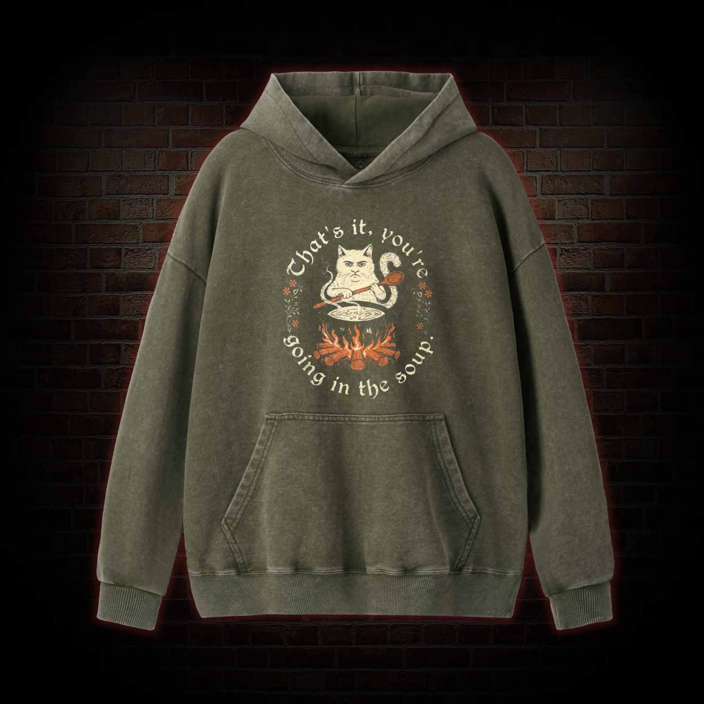 Weird Medieval Cat Washed Hoodie
