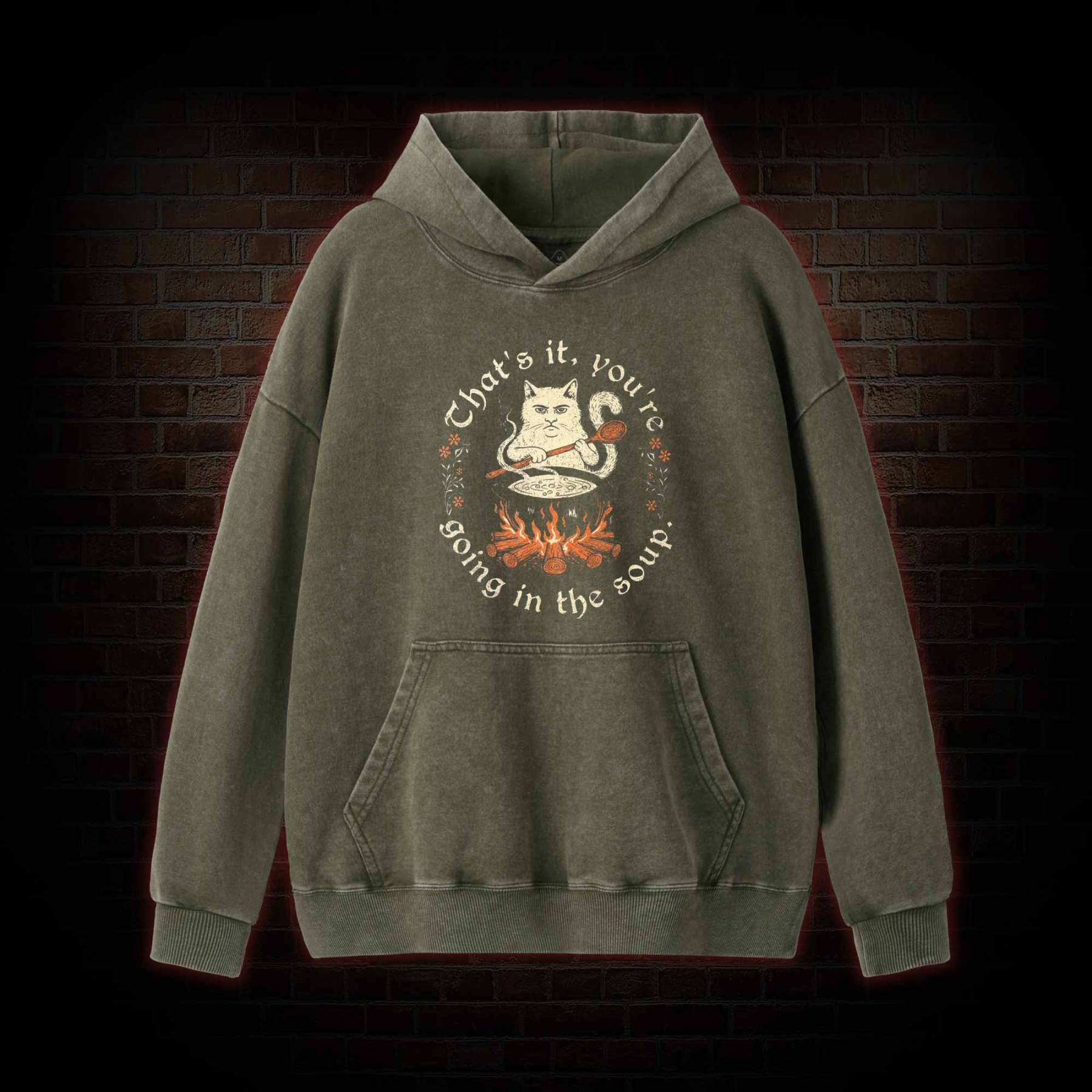 Weird Medieval Cat Washed Hoodie