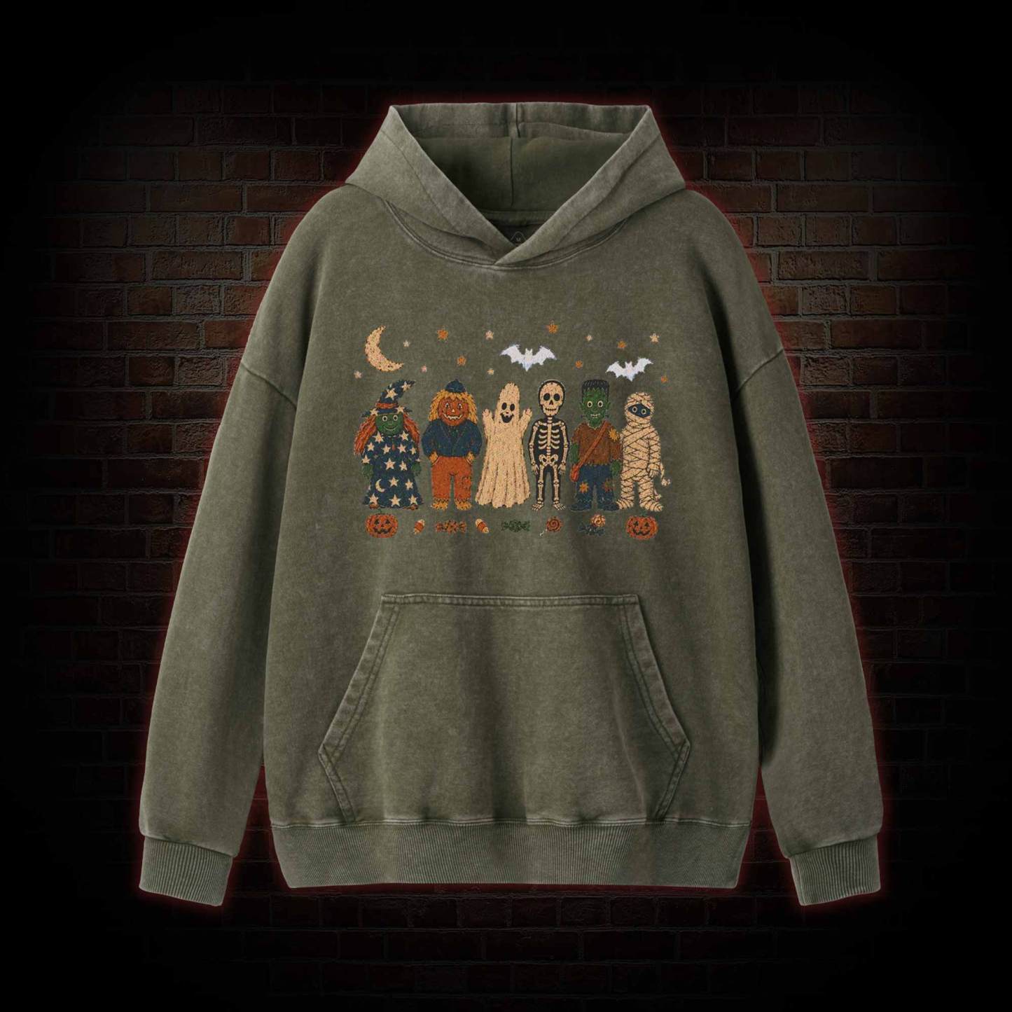 Halloween Monsters Washed Hoodie