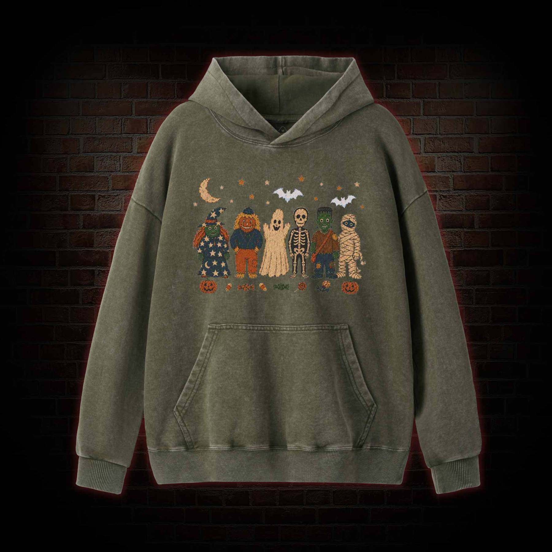 Halloween Monsters Washed Hoodie