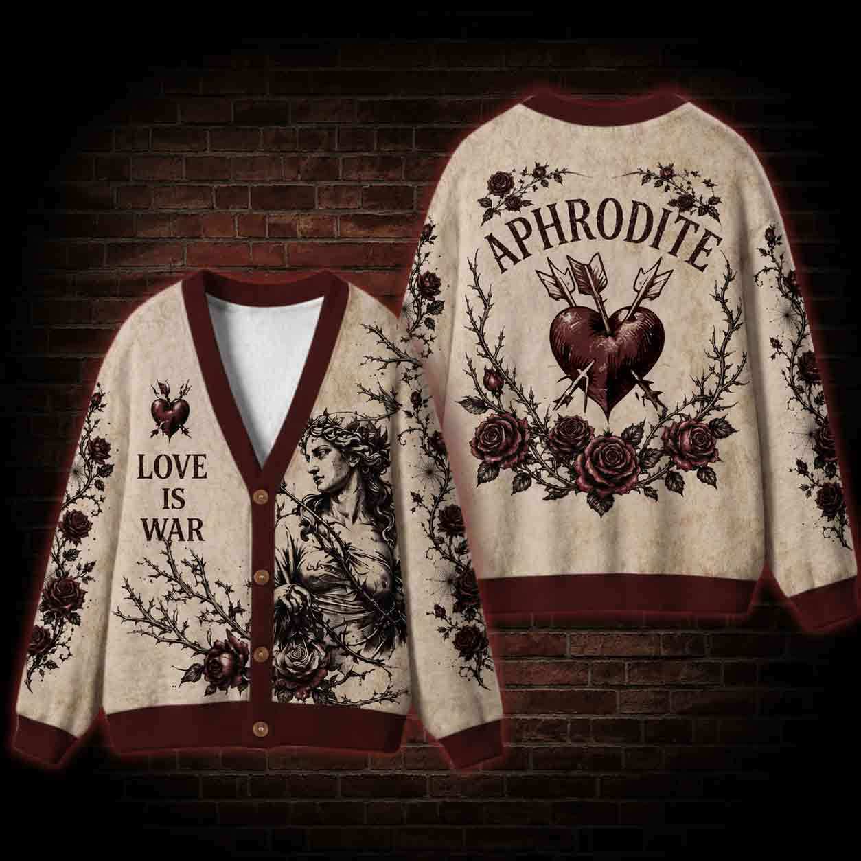Love is War Greek Mythology Cardigan Sweater