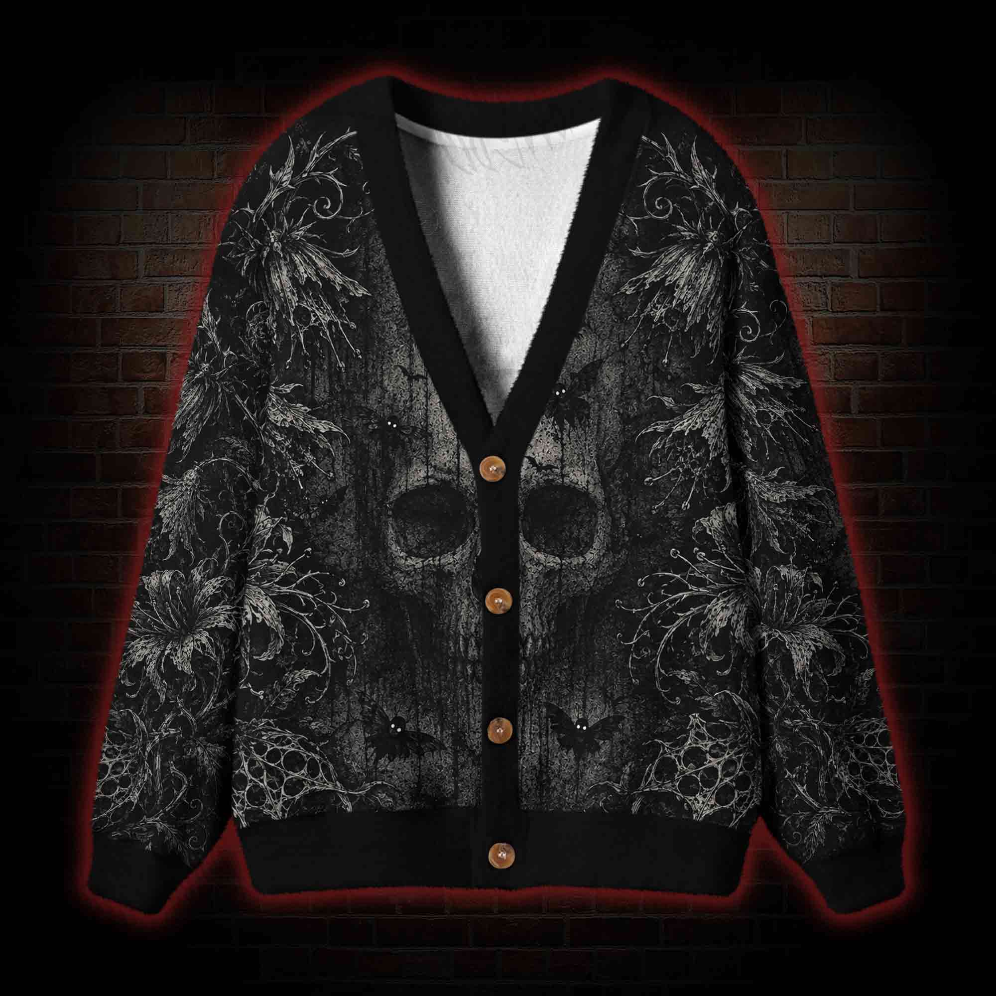 Dark Occult Death Moth Cardigan Sweater