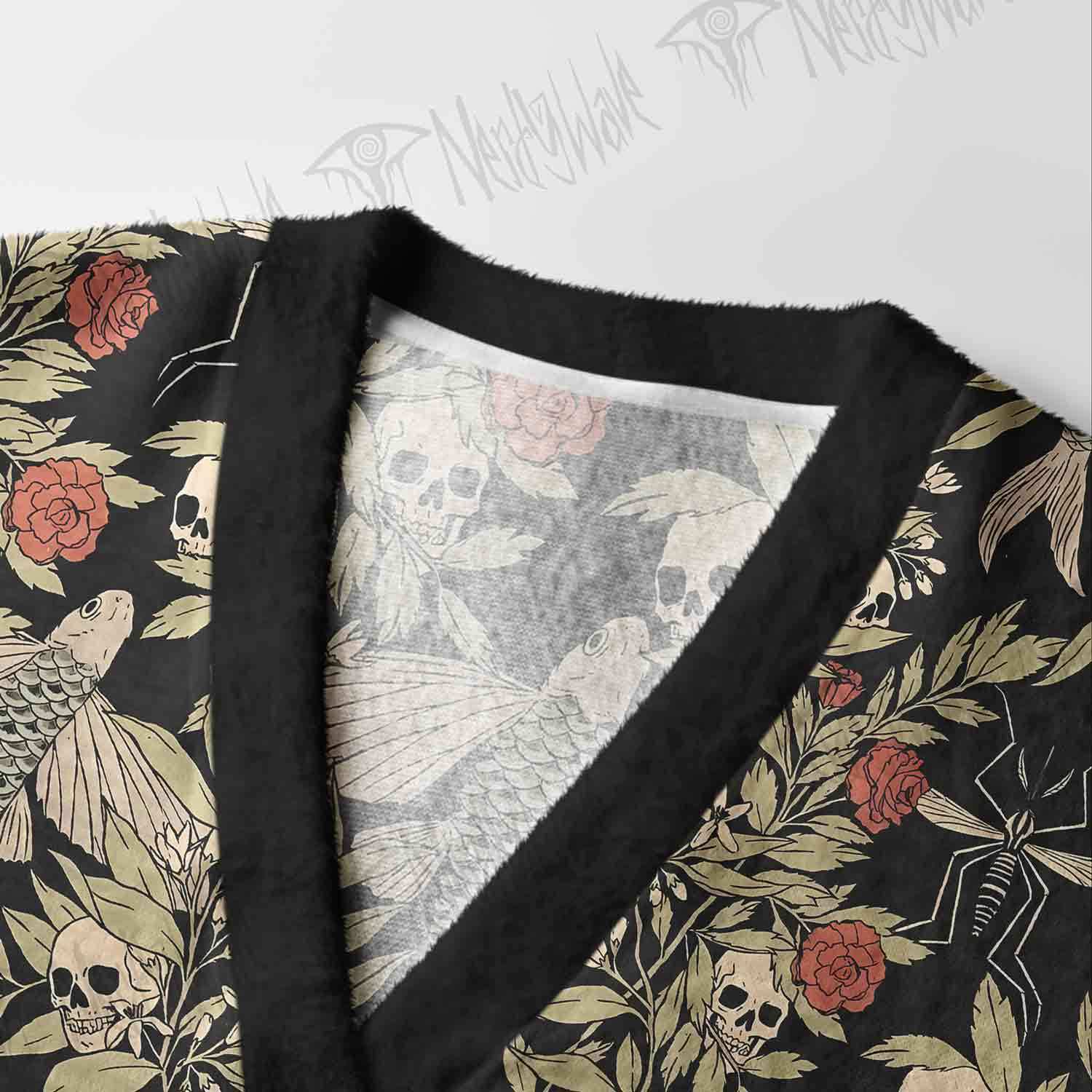Skull and Flying Fish Cardigan Sweater