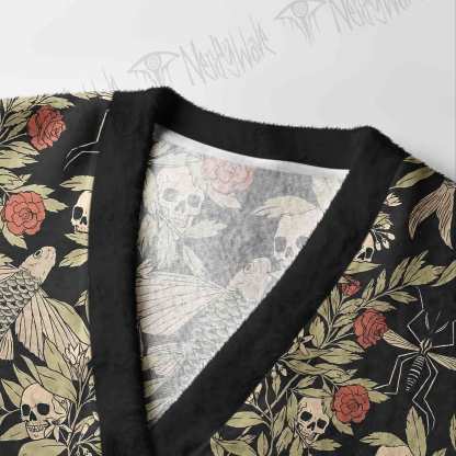 Skull and Flying Fish Cardigan Sweater