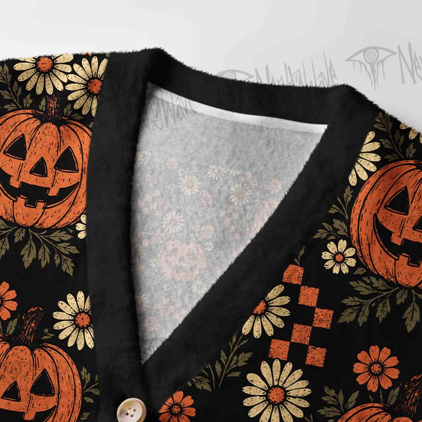 Retro Floral Pumpkin Women's Cardigan Sweater