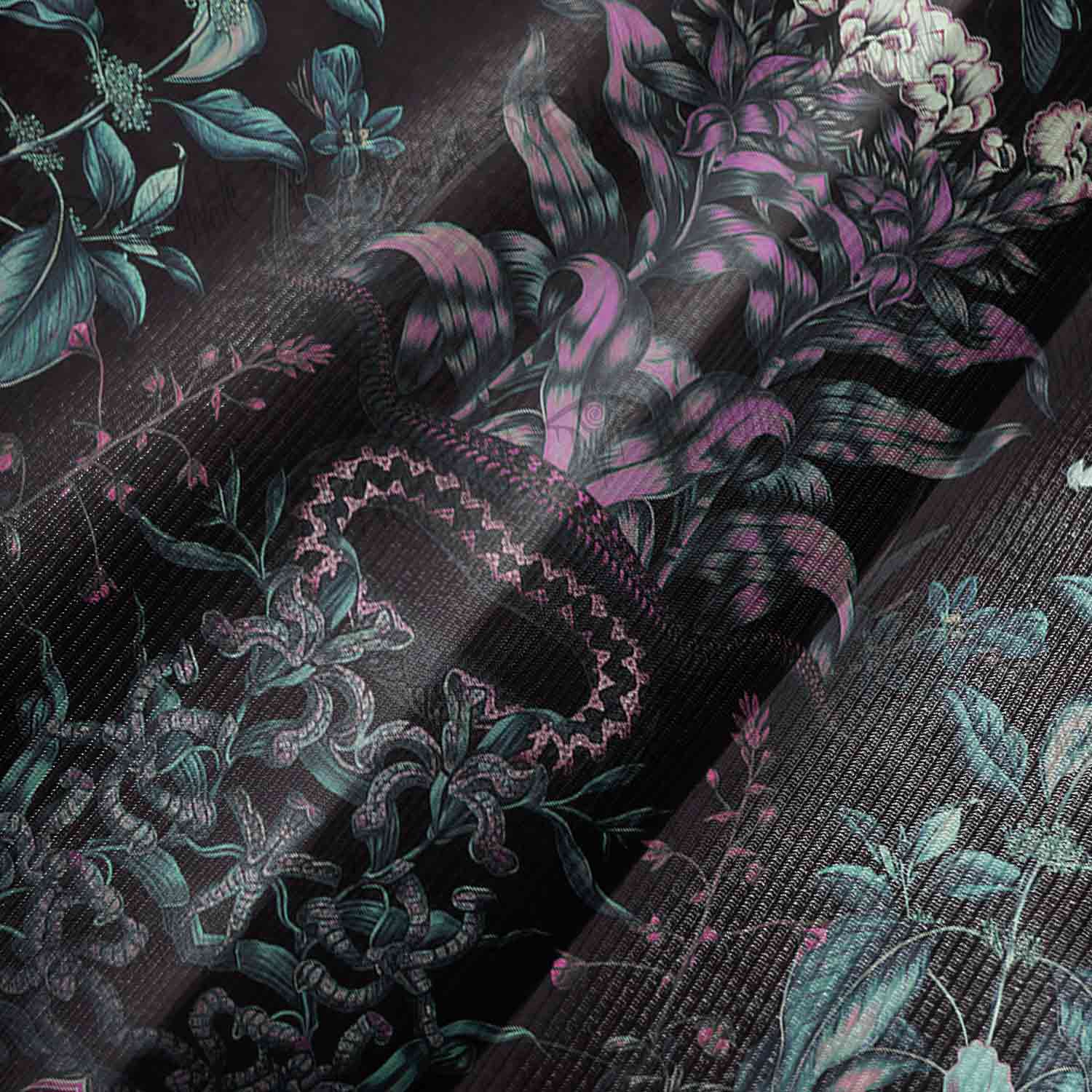 Forbidden Flora Bell-sleeve Handkerchief-hem Dress