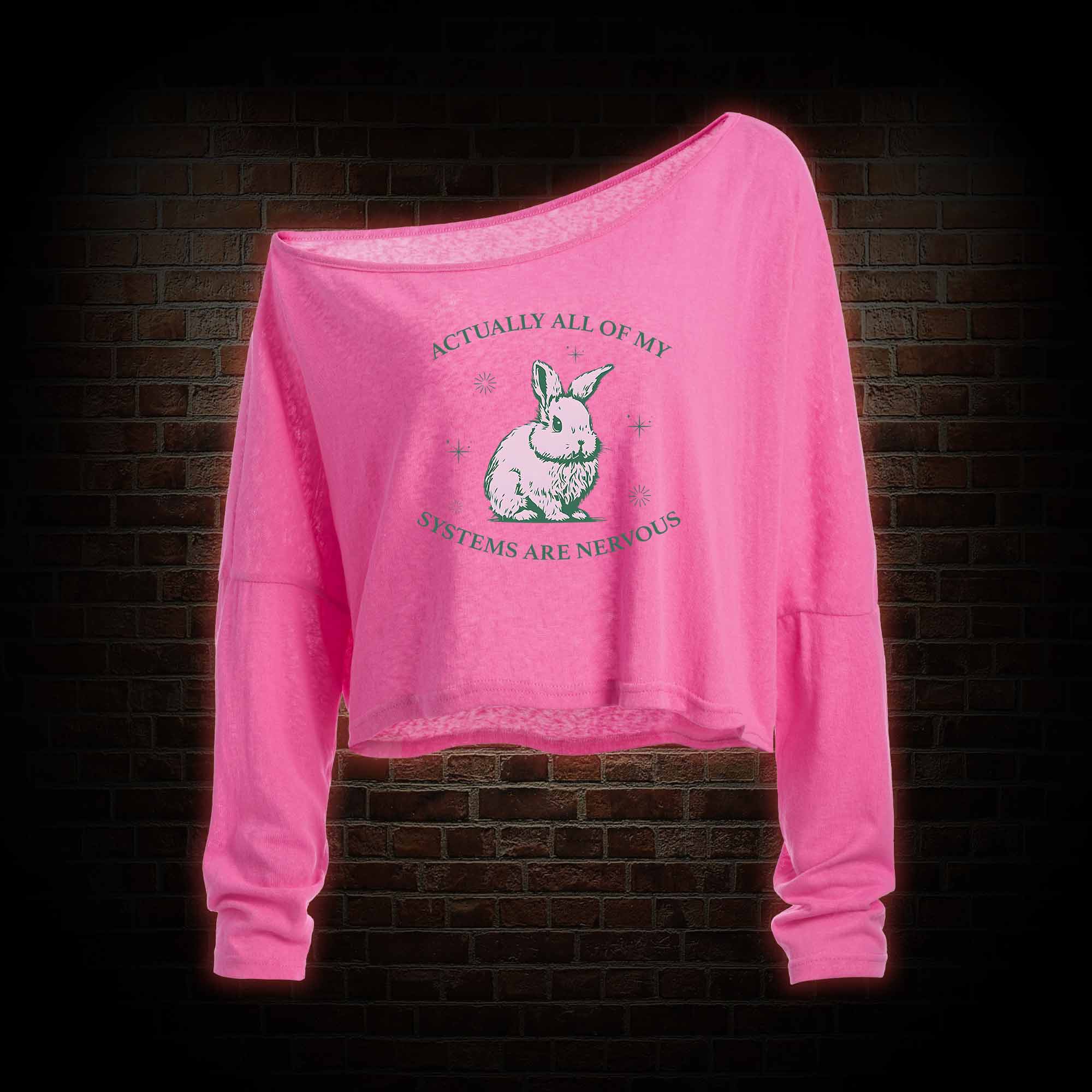 Actually All of My Systems are Nervous Lightweight Off Shoulder Cropped Long-sleeved Top