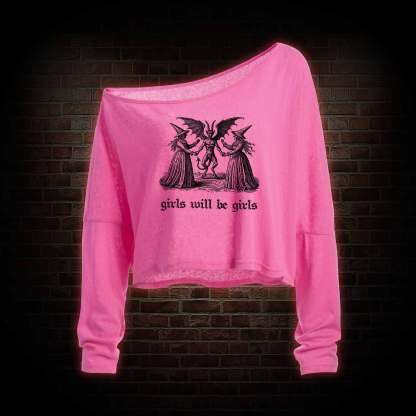 Girls Will Be Girls Off Shoulder Long Sleeve Top
