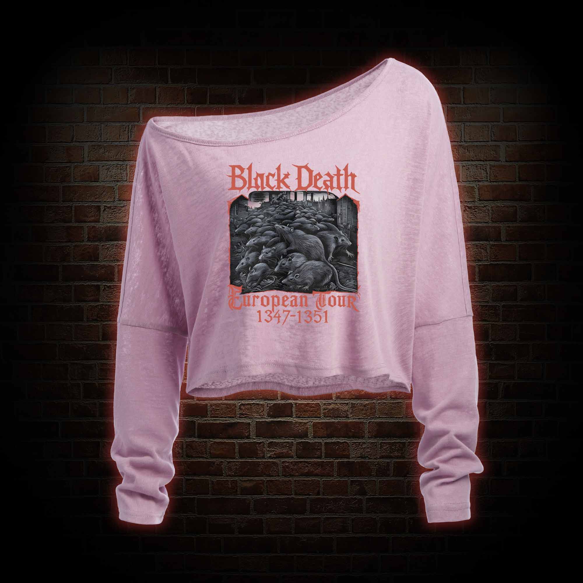 Vintage Black Death European Tour Off Shoulder Long Sleeve Top