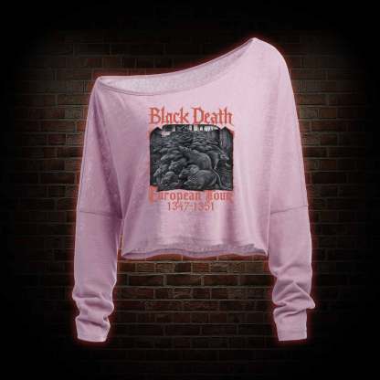 Vintage Black Death European Tour Off Shoulder Long Sleeve Top