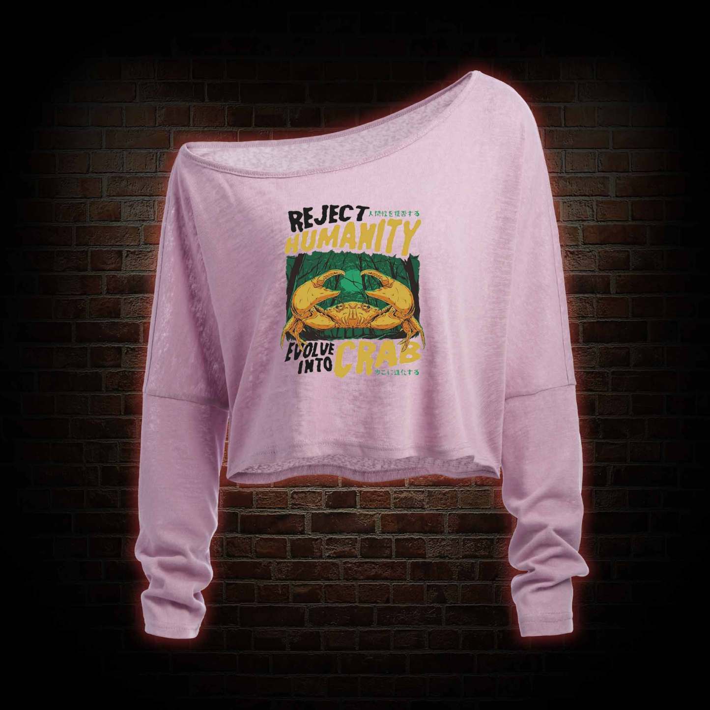 Reject Humanity Crab Off Shoulder Long Sleeve Top